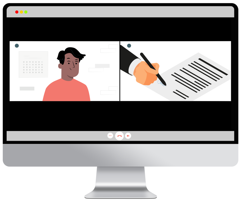 photo of man signing a paper on a desk/table