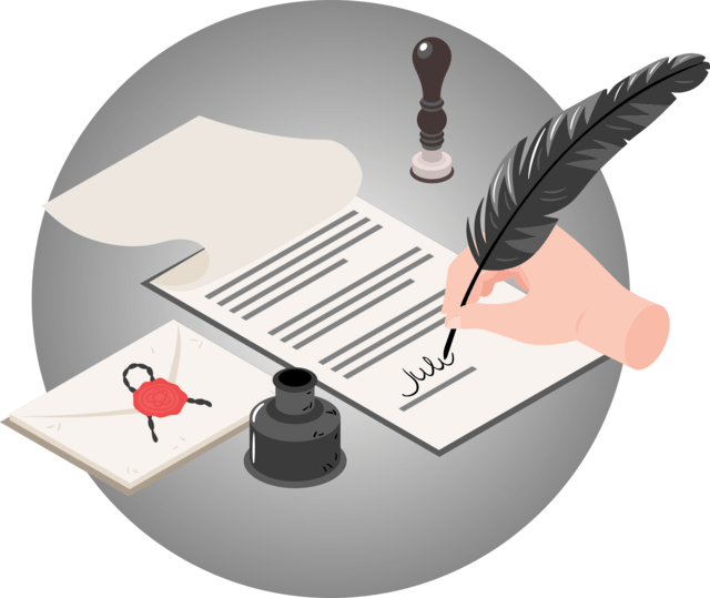photo of man signing a paper on a desk/table